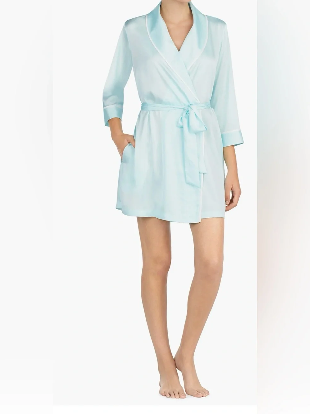 kate spade Light blue Satin 'Happily Ever After' Robe bridal wedding medium